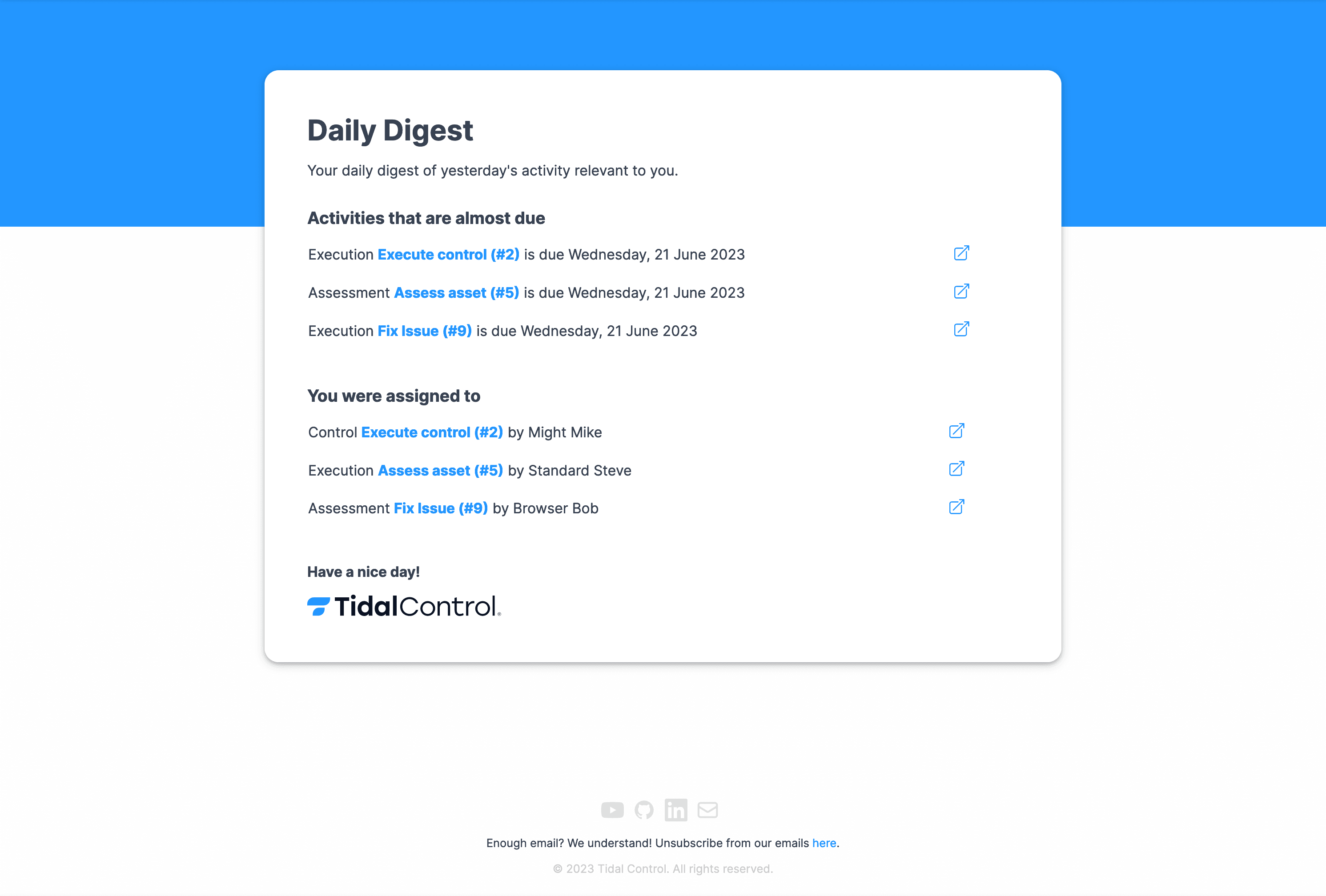 Daily digest email example