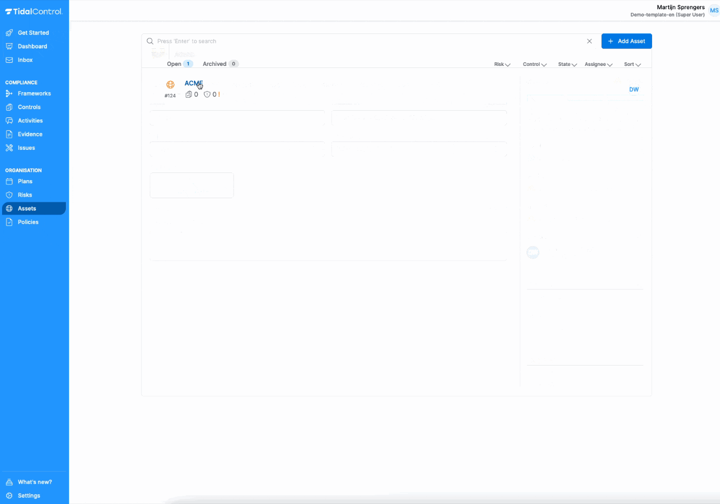Business Impact Analysis interface