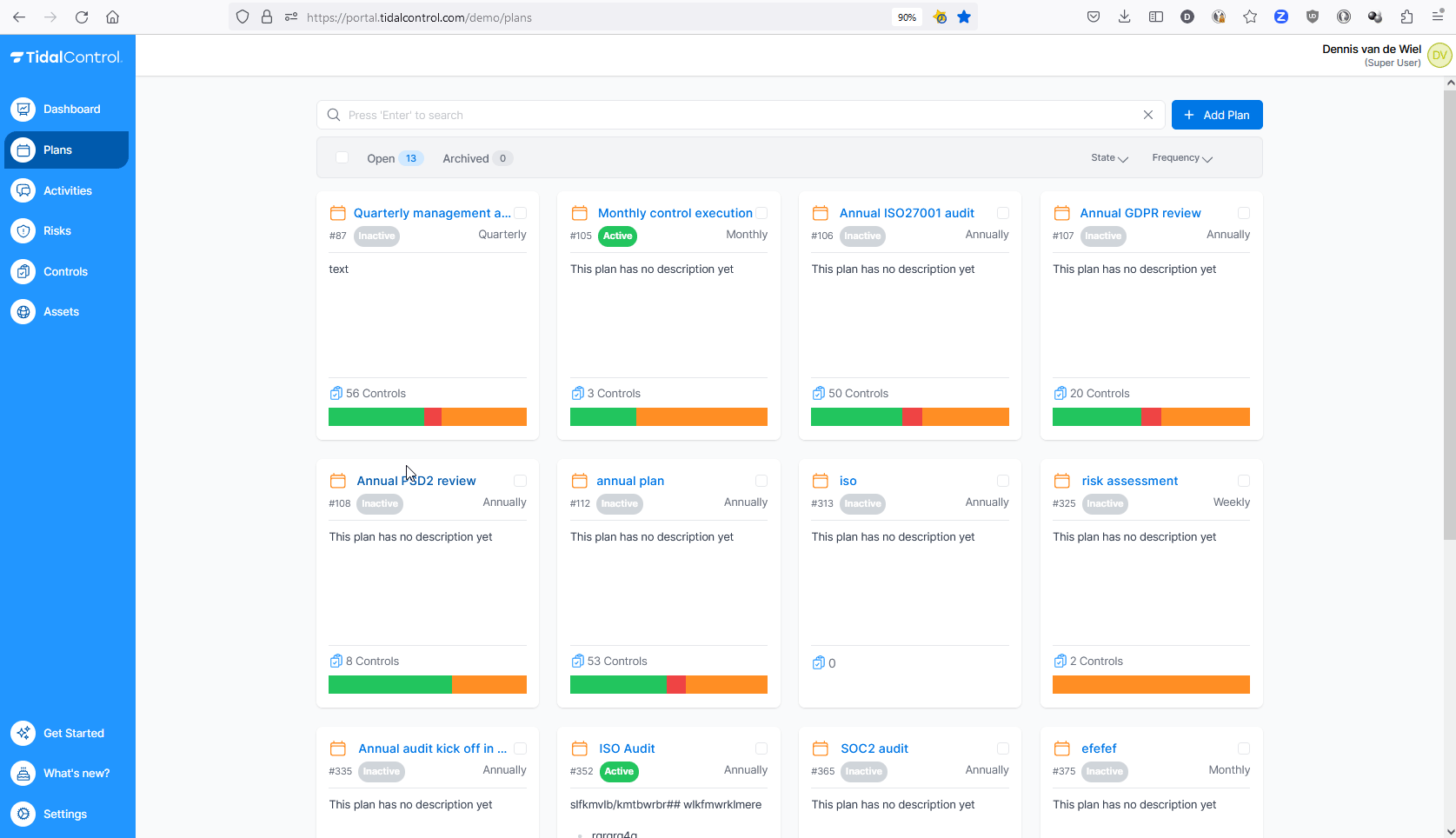 Progress bar in plans