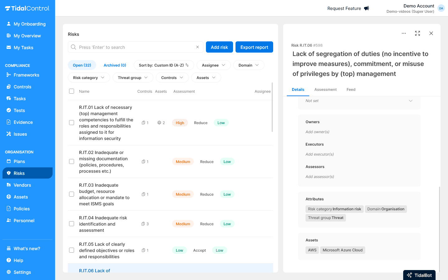 Assets linked to risk
